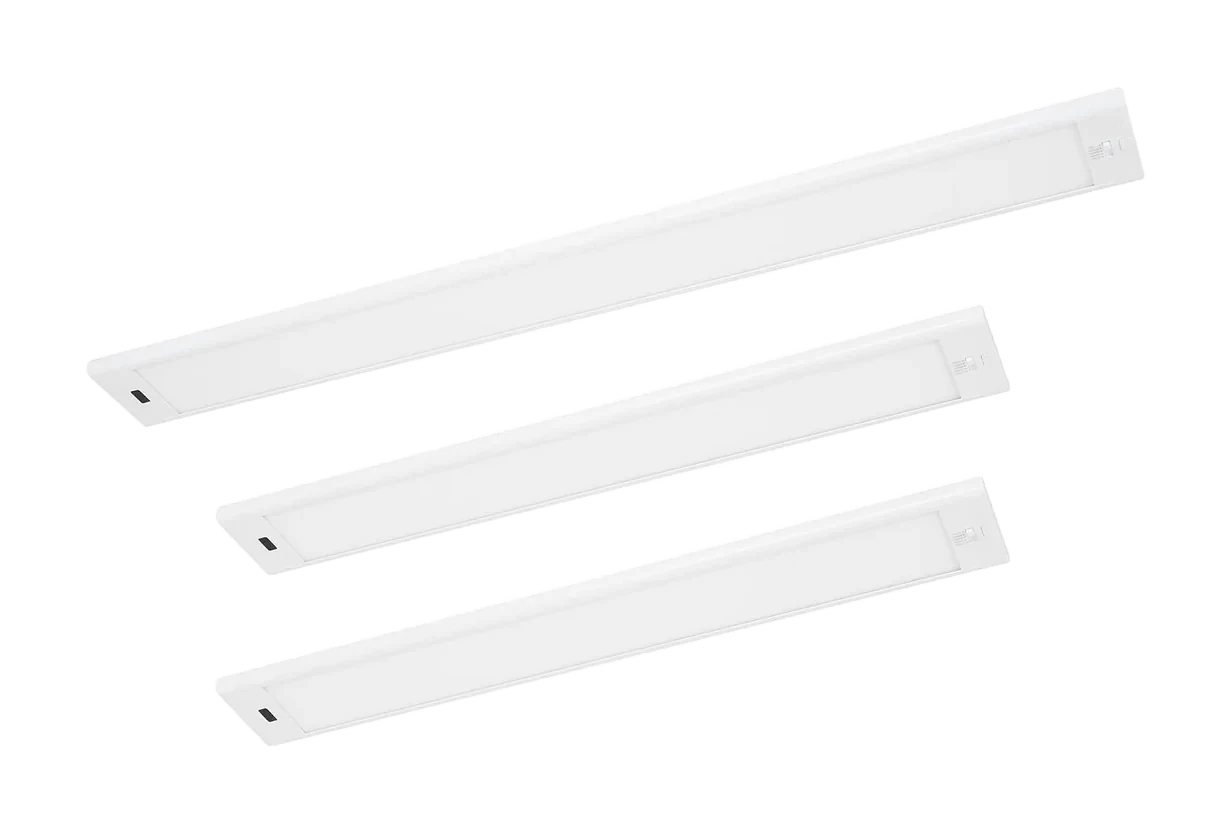 Linkable under-cabinet LED light kit with three bars