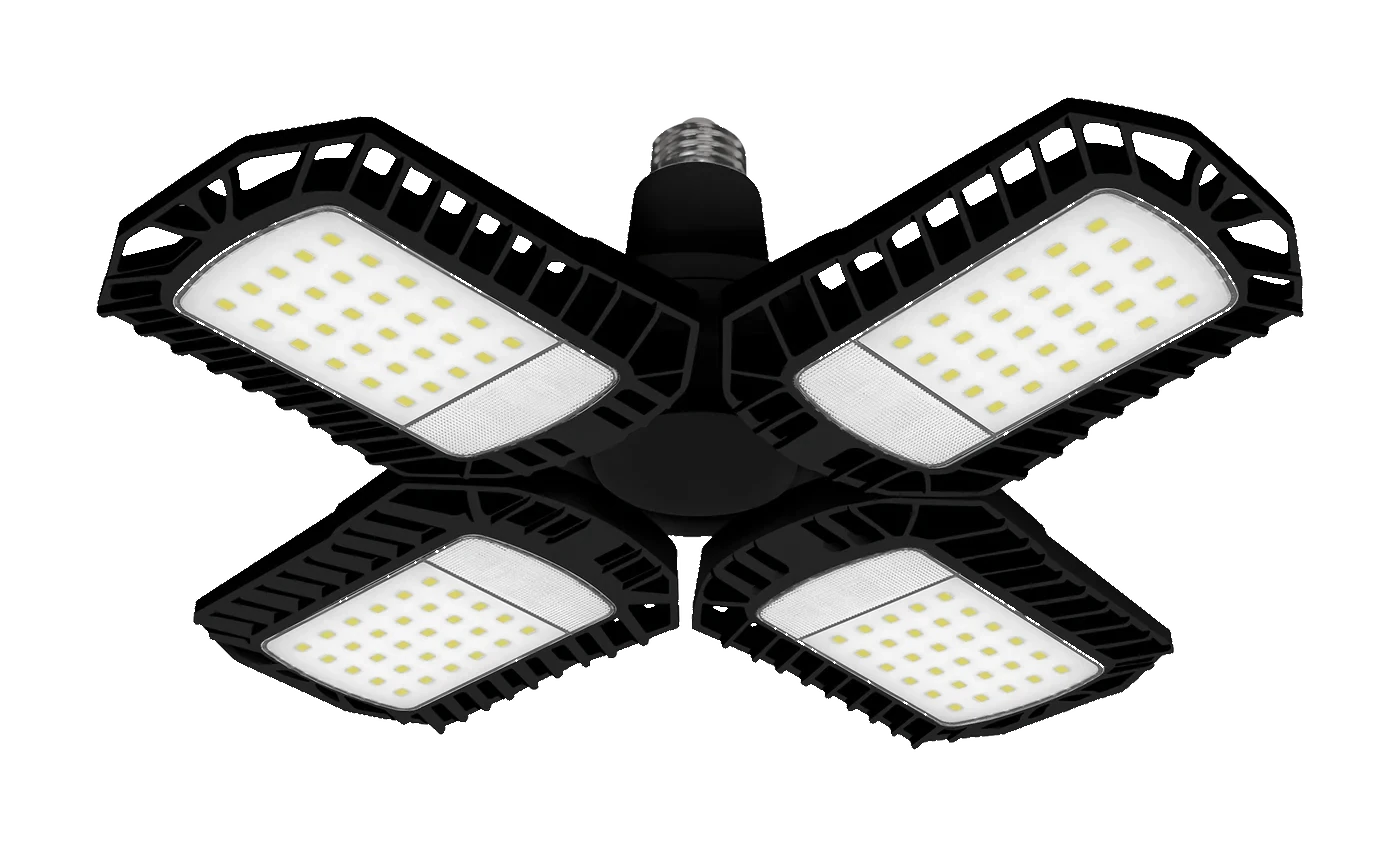 Zone 4-panel garage light — Four-panel LED garage light with E26 base