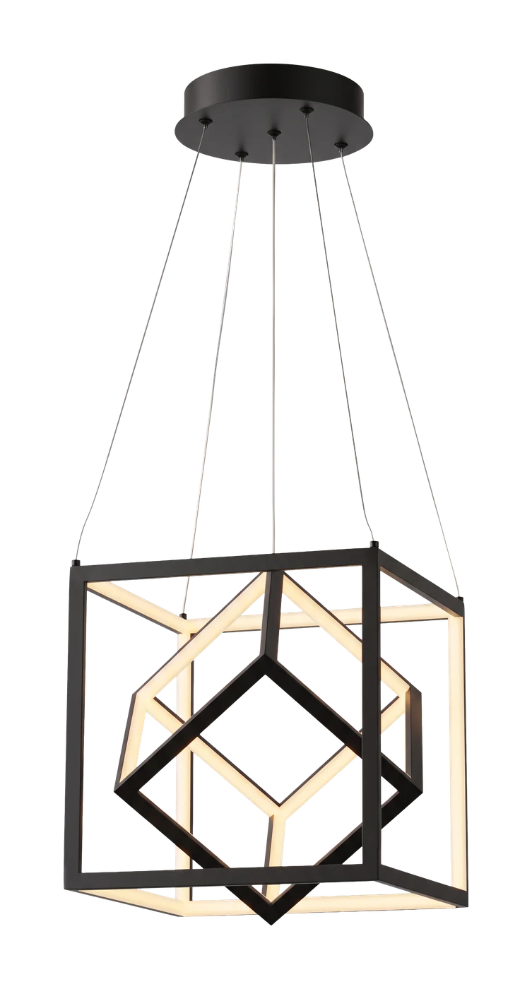 Zone Cybi black LED pendant — Black geometric Cybi LED pendant light