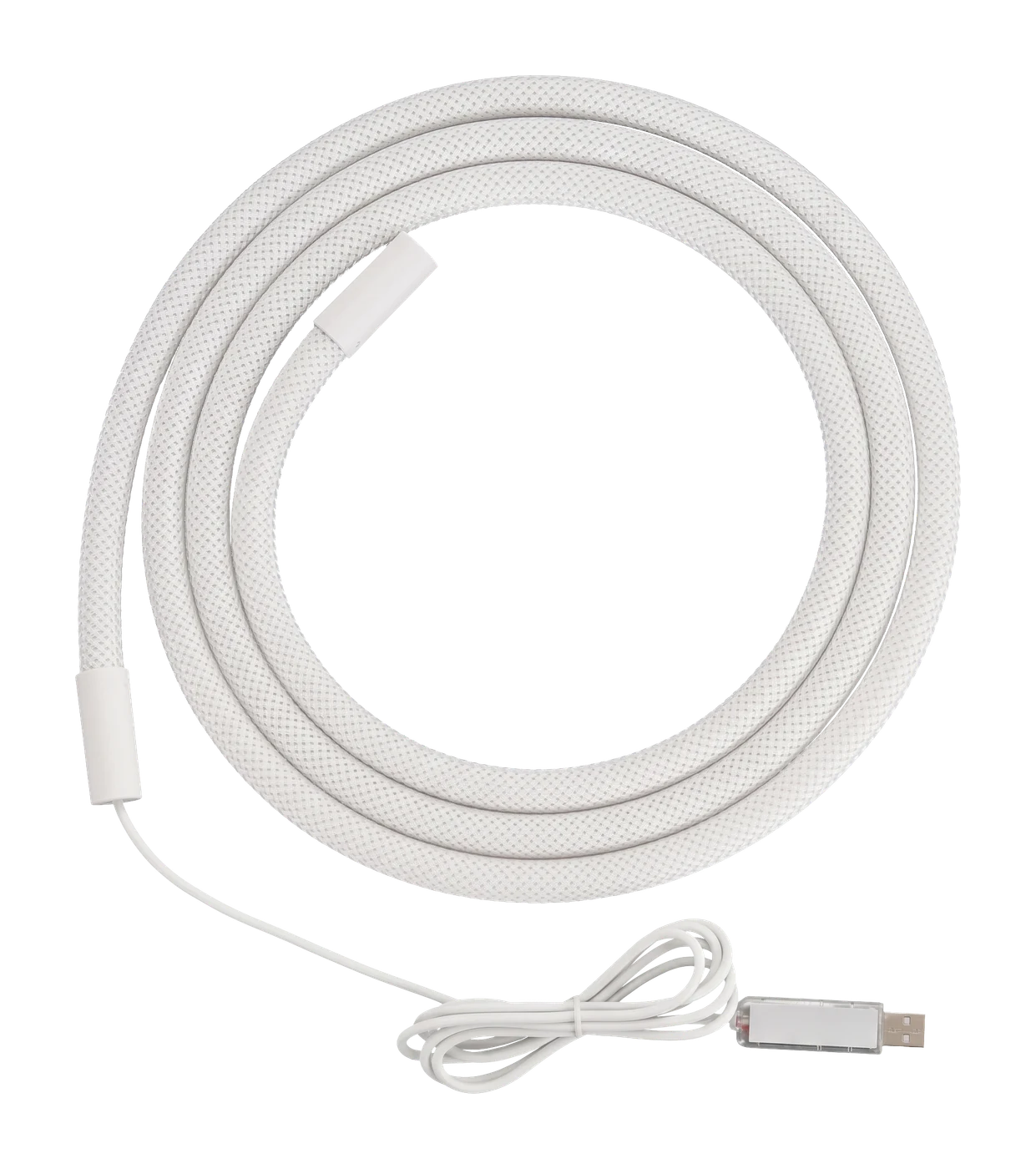 Zone USB colour neon rope light — Coiled white neon rope light with USB lead