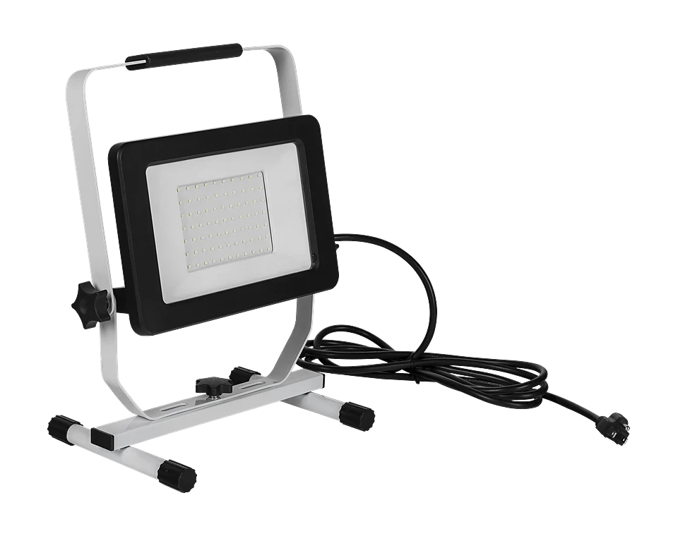 Corded LED work light on a folding stand