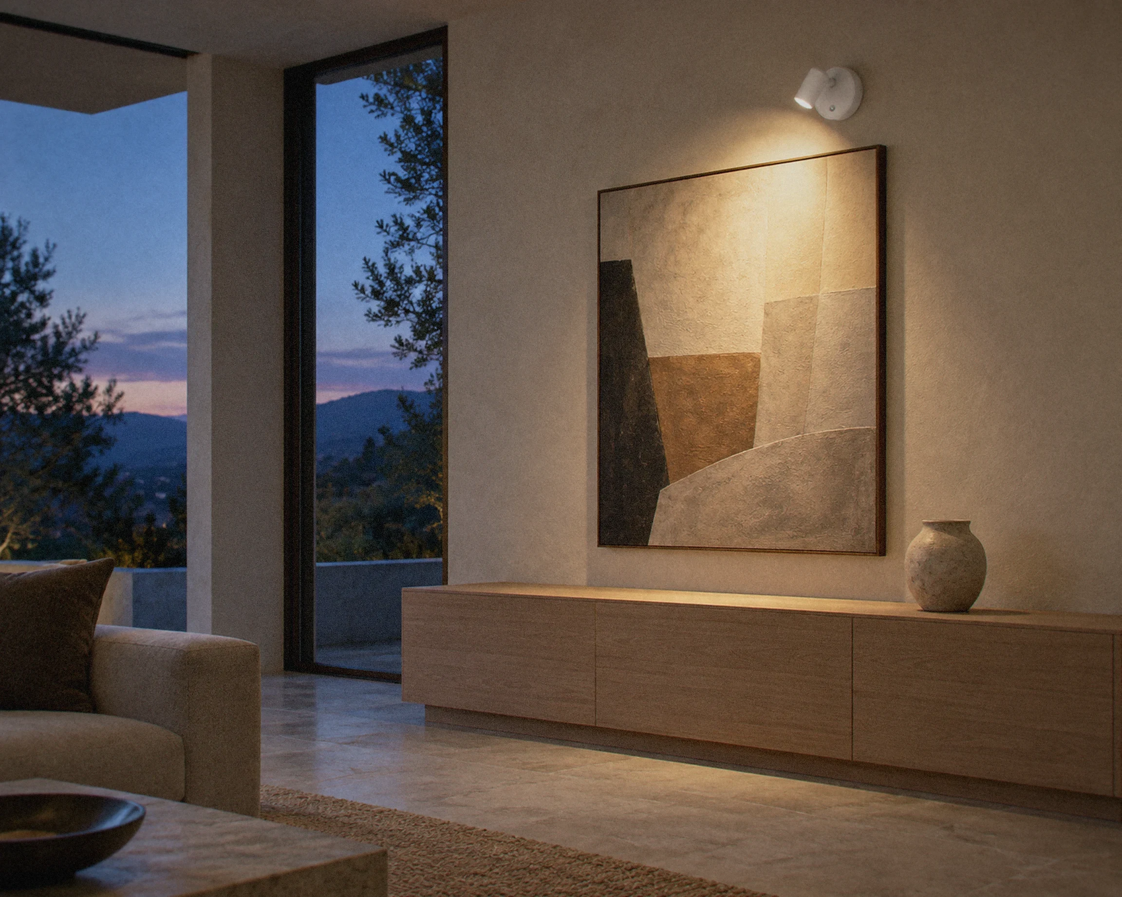 Zone Battery accent spotlight, shown in a typical installation (illustration)