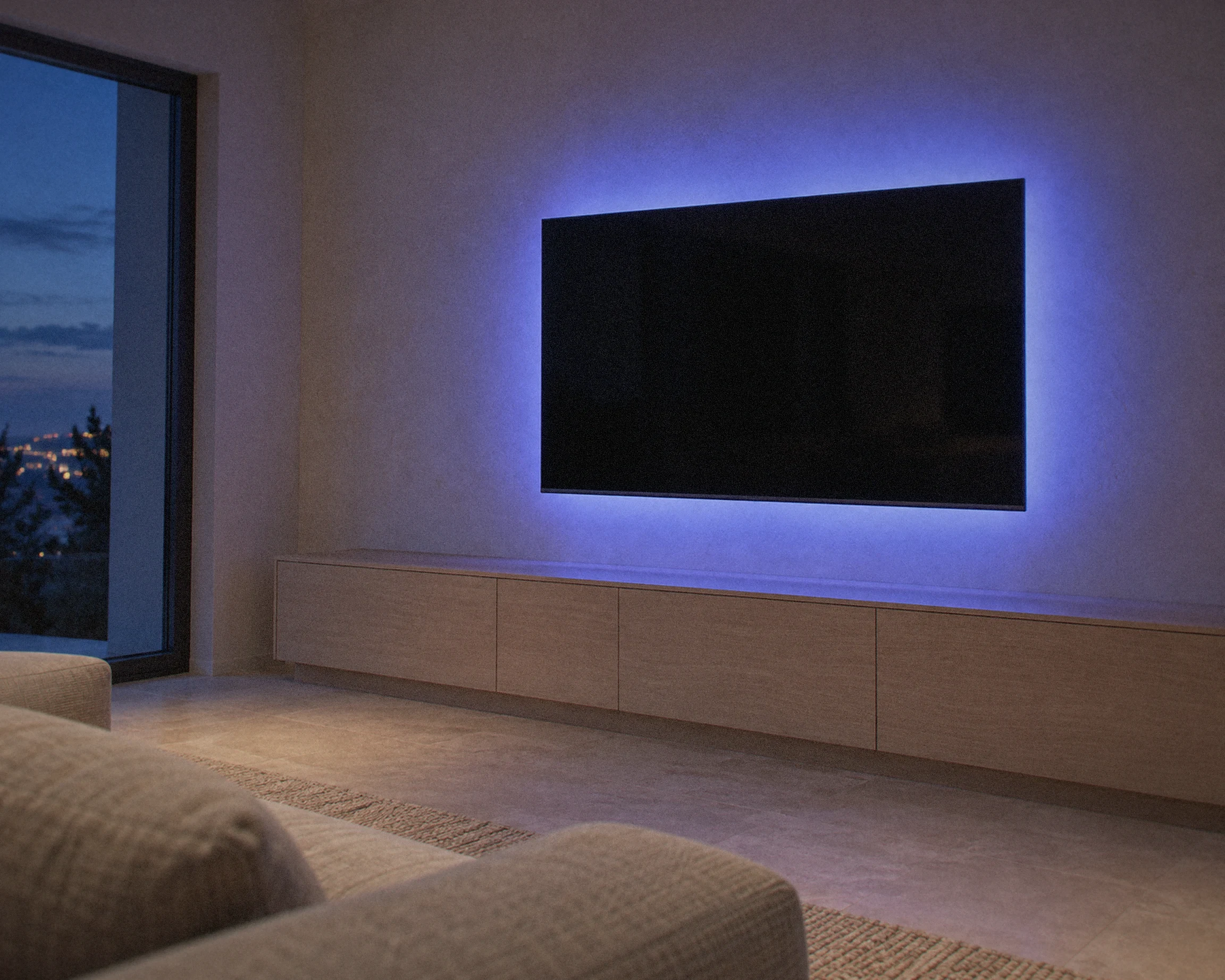 Zone USB colour neon rope light, shown in a typical installation (illustration)